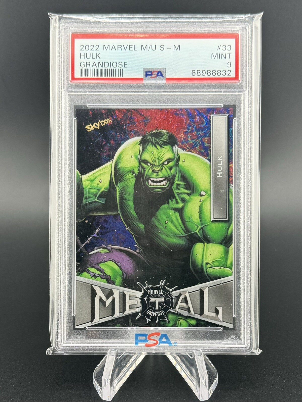 2021 Skybox Marvel Metal Universe Spider-Man #33 Hulk Grandiose Parallel PSA 9