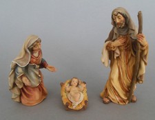 Heilige Familie für Krippenfiguren 10 cm 4-teilig Holz geschnitzt
