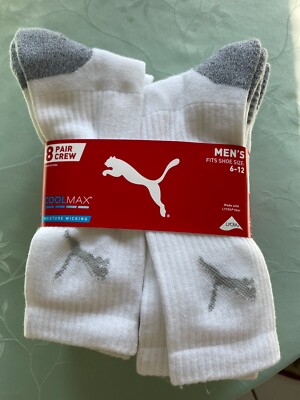 Puma Mens Cool Max Moisture Wicking Crew Socks Pack Shoe