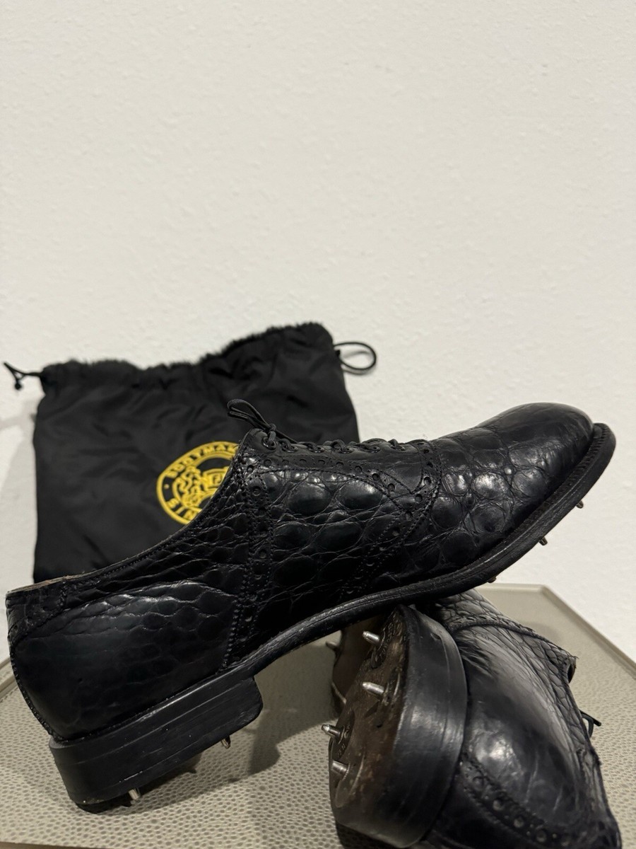 VINTAGE FootJoy Classics Black ALLIGATOR saddle golf shoes