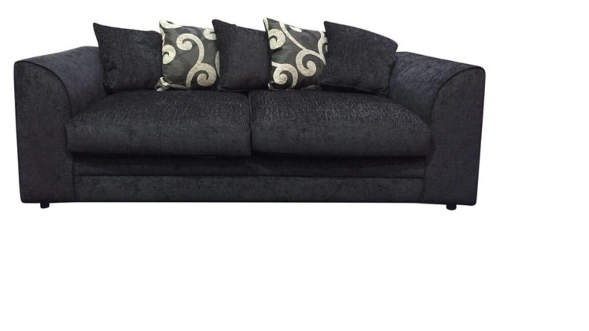 Zina CHENILLE FABRIC SOFA GREY BLACK **FOAM SEATING** LEFT/RIGHT