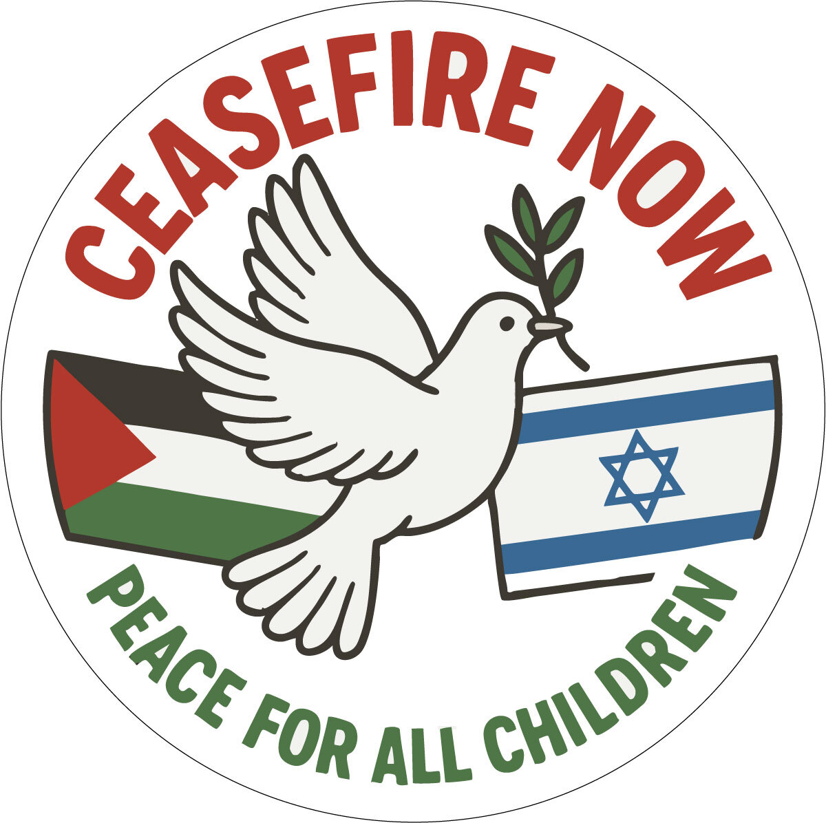 Ceasefire Now Sticker Peace For All Children Decal For Gaza Israel War Advocacy