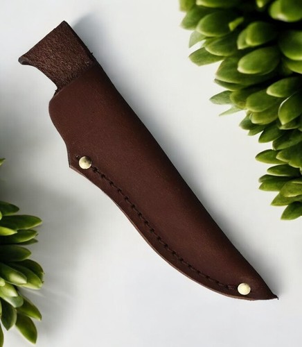 NUOVO fodero coltello lama fissa pelle adatto lame 4" - 5" marrone vera pelle - Foto 1 di 3