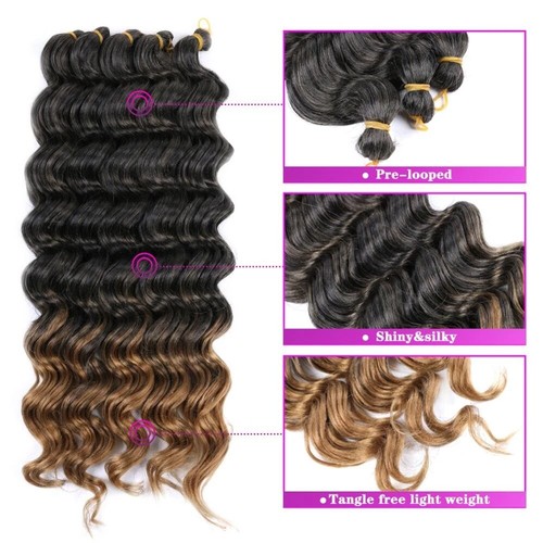 20in Deep Wave Curly Bulk Hair Crochet Braids Twist Braiding Hair Extension 50cm - Picture 3 of 40