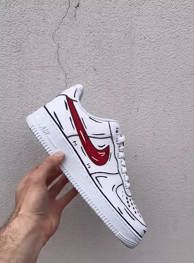 Red Outlined Nike Air Force 1red & White Nike Air Force One 