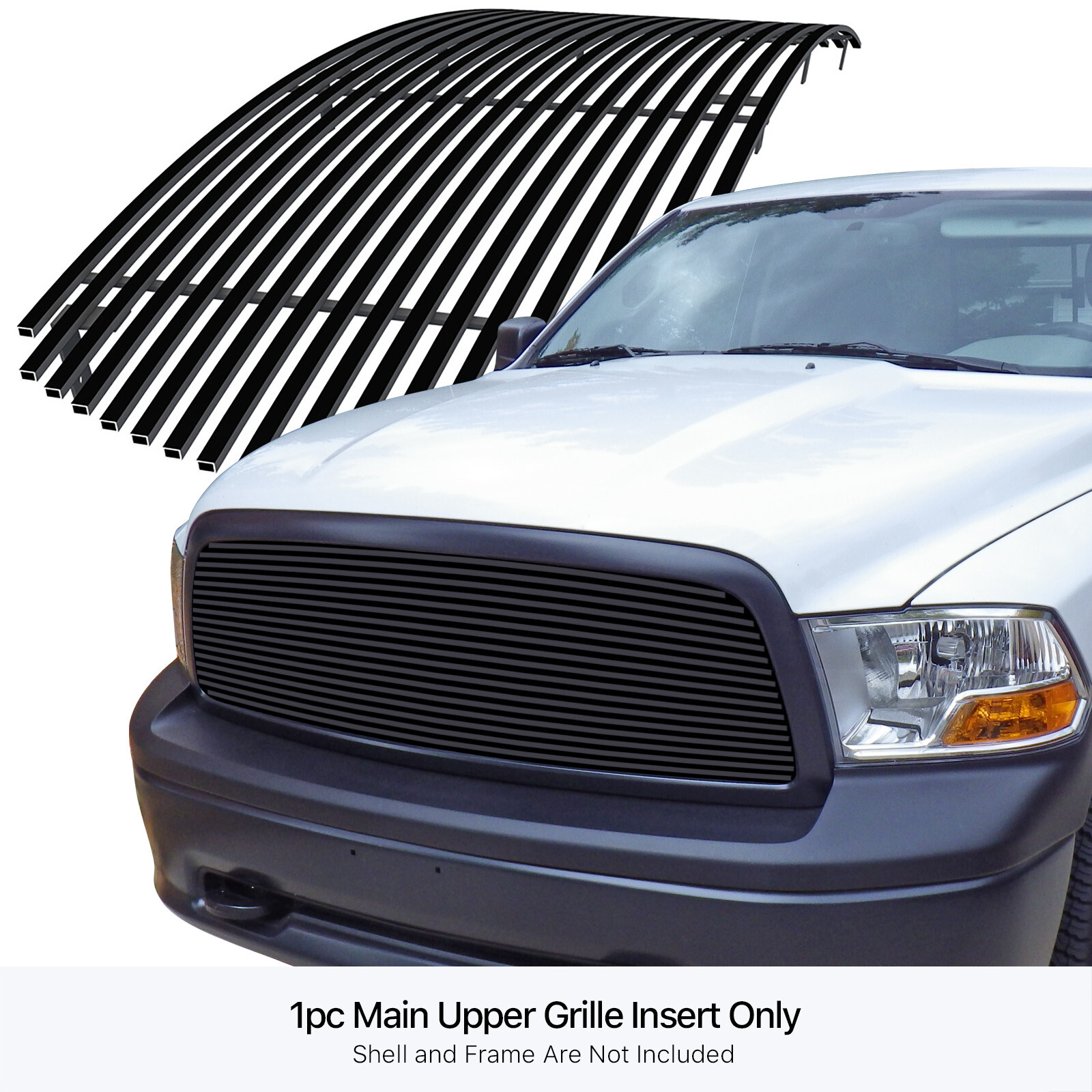 For 2009-2012 Dodge Ram 1500 Main Upper Stainless Black Billet Grille Insert