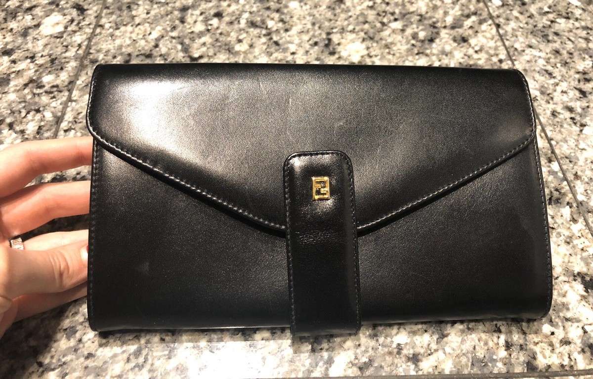 Fendi Black Patent Leather Envelope Wallet Fendi Vitello Cruise F is Fendi Bi-Color FF 1974 Embossed  main image 4
