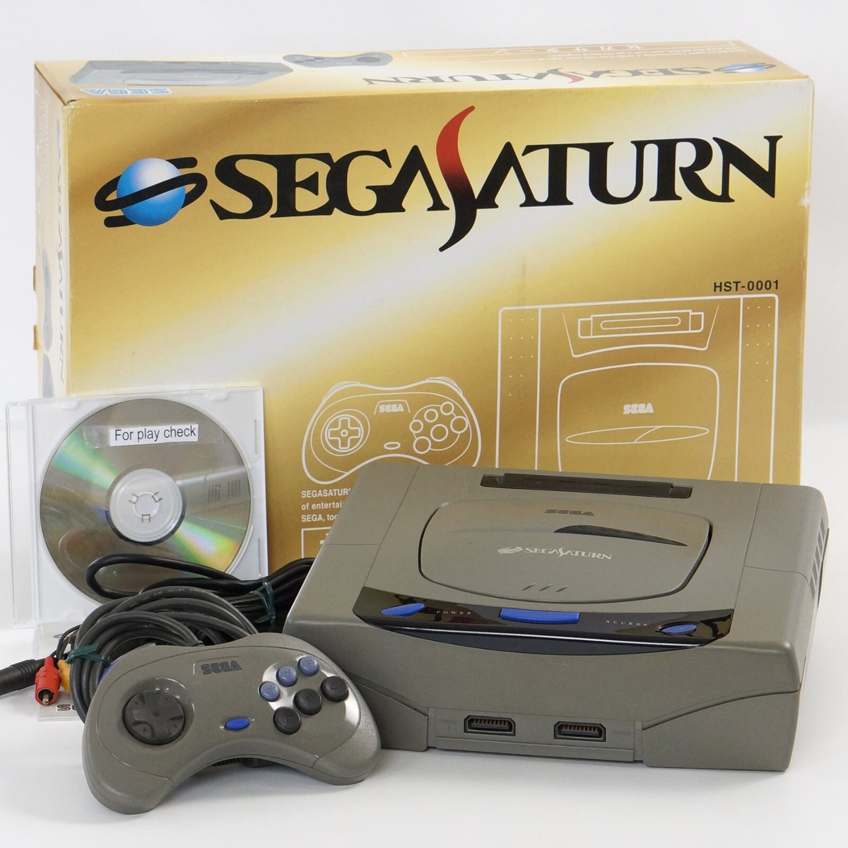 Sega Saturn GREY Console Boxed HST-3200 Tested System -NTSC-J