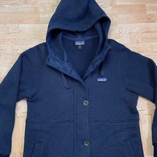 Patagonia Better Sweater Hoodie Coat Navy Blue Women's Medium Button Up Fleece