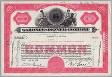 1956 Gardner-Denver Company Vintage Stock Certificate Ingersoll Rand Merged 9710
