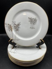 Set of 6 Fukagawa Arita 6.5" Bread  Butter Plate Japan Hand Painted Gold Bamboo