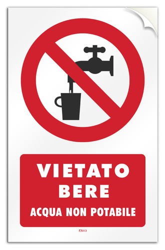 Cartello Vietato Bere – Acqua Non Potabile, 30x12 Cm, Vinile Rigido Con 4 Fori - 4