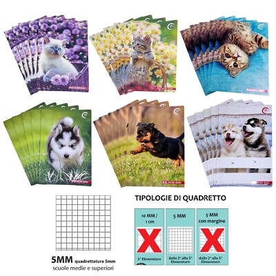 Be More Baby Maxi A4 Quaderno 36 Blatt 5 mm Tier Katze Hund