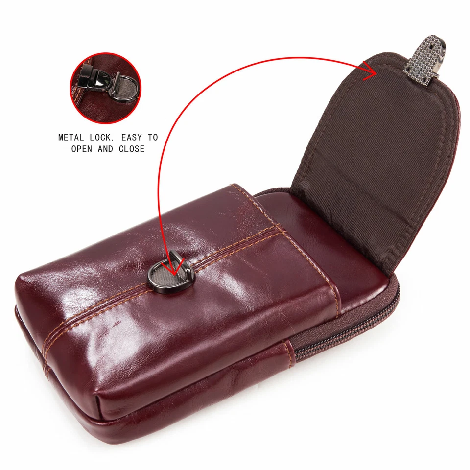 Mens Genuine Leather Wallet Belt Clip Cell Phone Pouch for iPhone 11 XR 7 8 Plus - Image 2 of 4