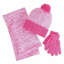 Girls Cold Weather Hat, Gloves  Scarf Set NWT OSFM 4-16  Pink