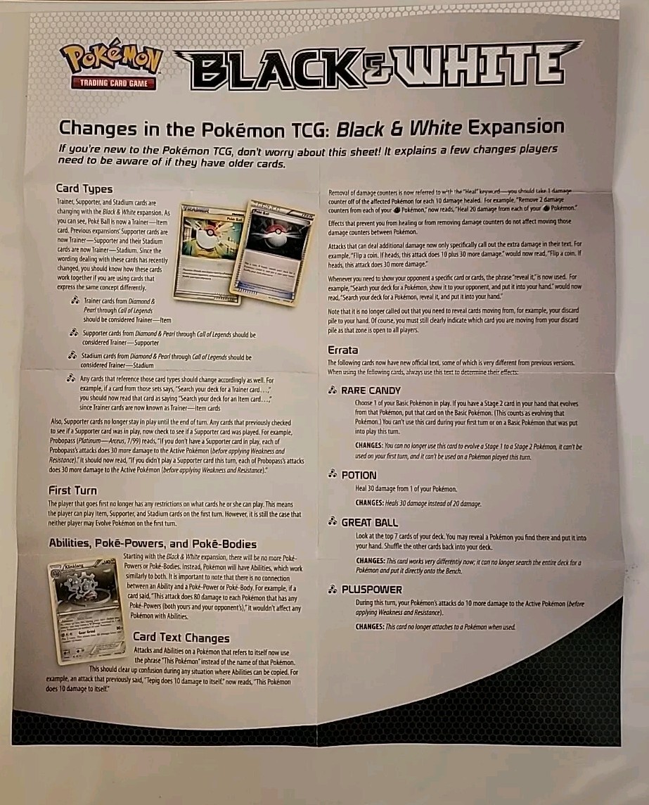 Pokmon TCG Black & White Expansion Checklist Insert folded | eBay Pokmon TCG Black & White Expansion Checklist Insert folded | eBay
