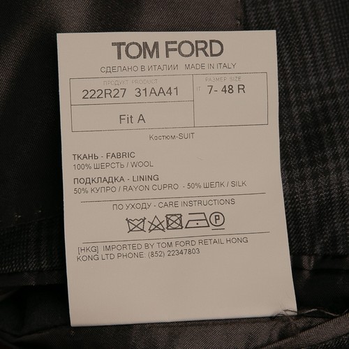 Toller $ 8450 Tom Ford Wolle Kariert 3-Teiler Anzug Blazer Hose Weste Grau 38US/48IT - Bild 22 von 22
