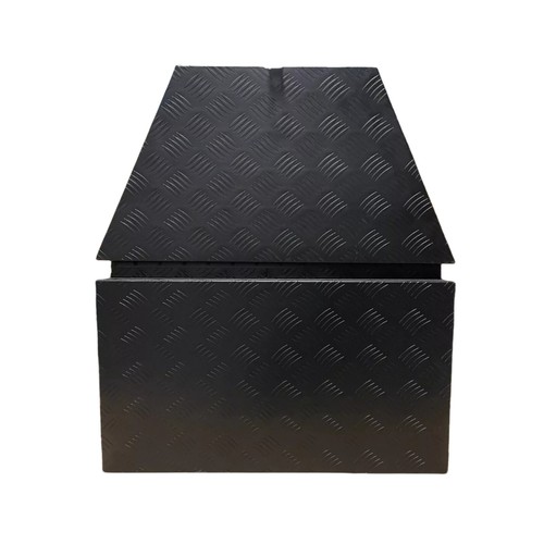 BLACK 725x420x460mm Aluminium Draw Bar Caravan Trailer Tool Box Top Open Box - Picture 6 of 7