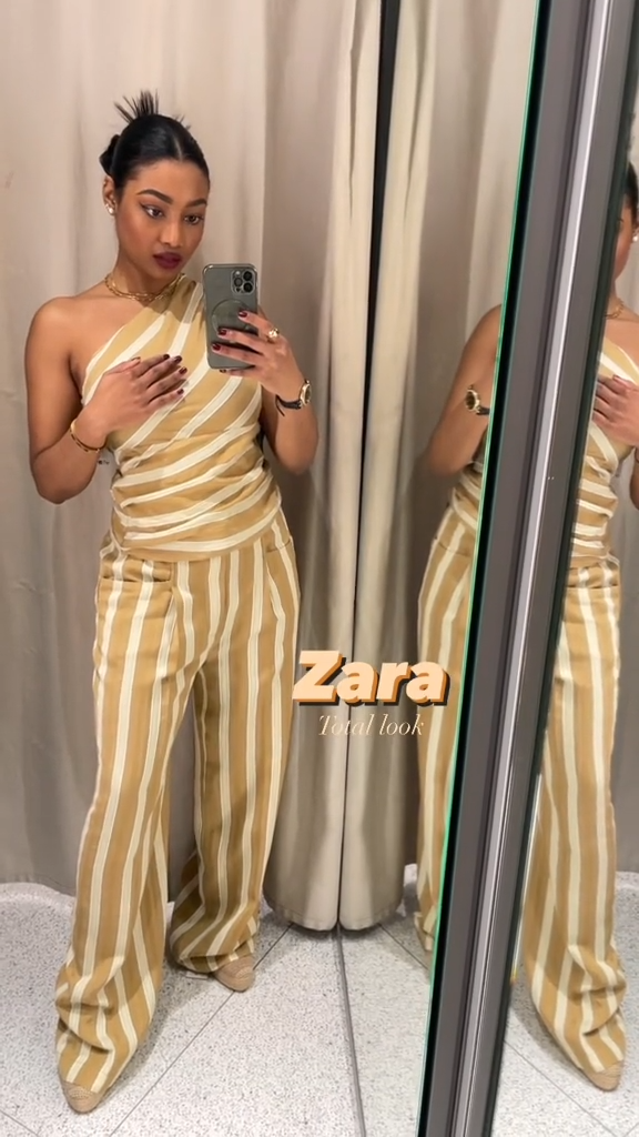 ZARA NEW WOMAN STRIPE ASYMMETRIC JACQUARD TOP TOFFEE XS 4437 ZARA NEW WOMAN STRIPE ASYMMETRIC JACQUARD TOP TOFFEE XS 4437