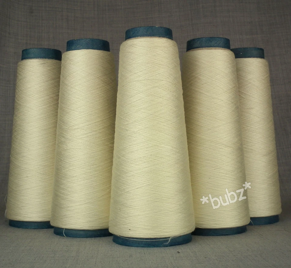 YARNONCONE FIVE CONES of STUNNING SUPER FINE 2/80NM PURE SILK COBWEB YARN IVORY CREAM LACE