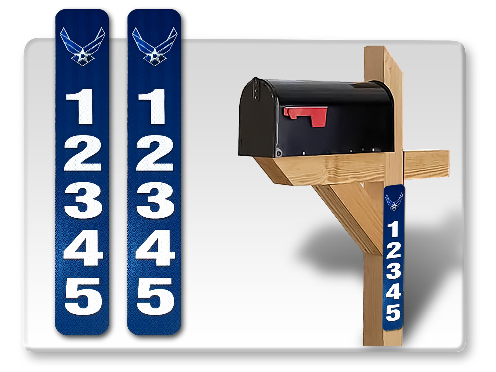 911 Vertical Super Reflective Address Signs MIlitary branch 2 pack