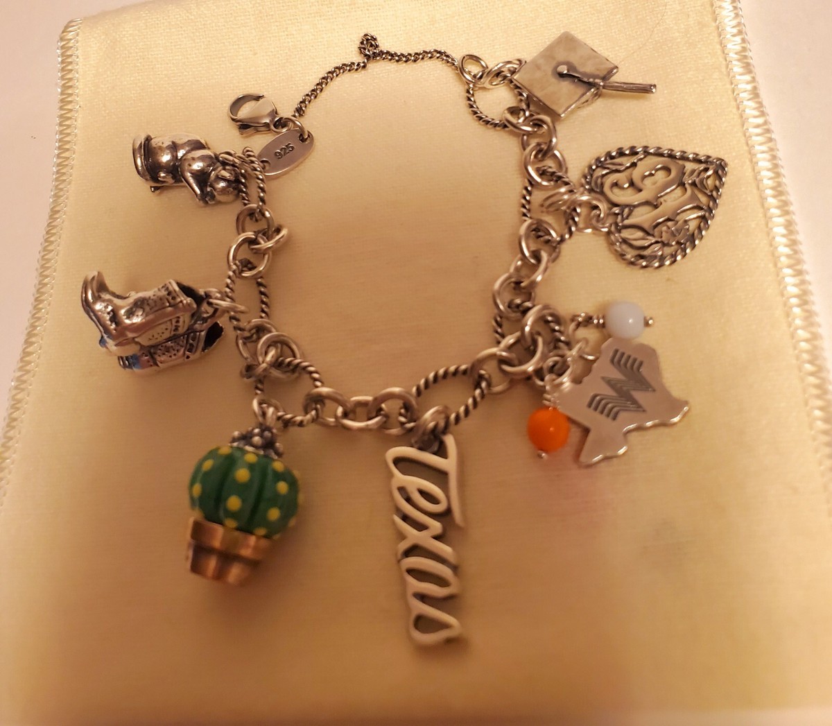 James Avery Oval Twist Charm Bracelet With Four Retired Charms