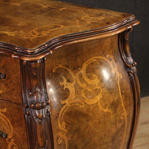 Commode Italien Bois Marqueté Meuble Commode Style Ancien Xx Seconde - Picture 10 of 12