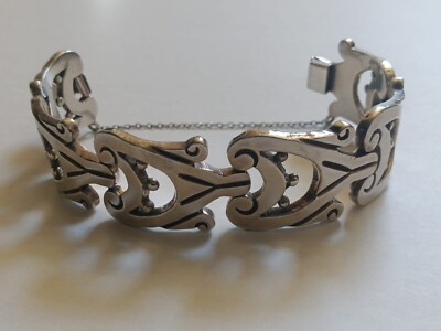 VTG JOSE FLORES SIGNED TAXCO 925 STERLING BRACELET 89 Grams Modernist