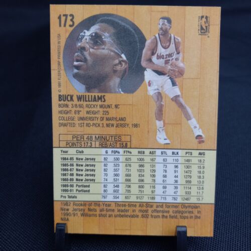 Fleer #224 1991 Buck Williams League Leaders Portland Trail Blazers (1B28) - Foto 2 di 3