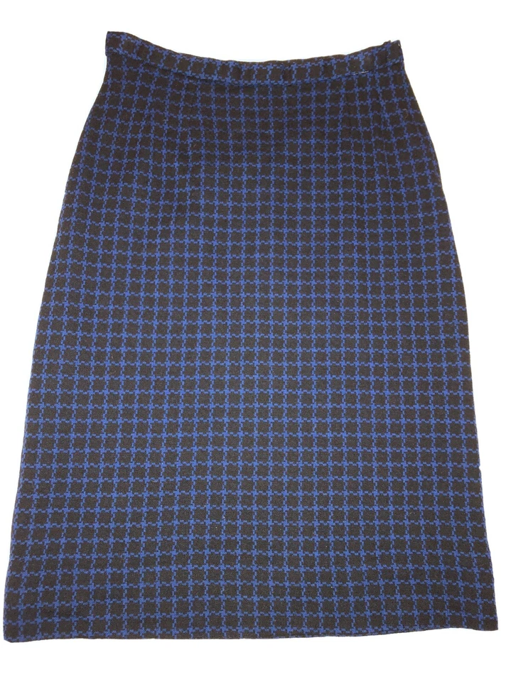 Falda lápiz Pendleton vintage negra azul a cuadros pata de gallo Boden Check S 4 6