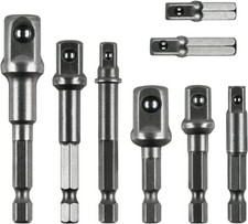 8pcs Socket Adapter Set for Drill - 1/4", 3/8", 1/2" Hex Shank Impact Driver Bit