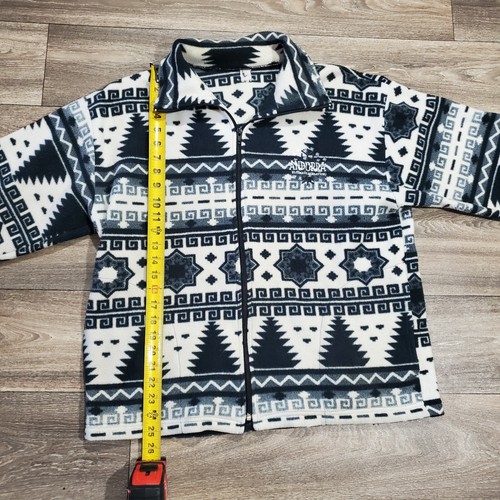 Womens Blue White Snowflakes Trees Fleece Full Zip Jacket Size L - Picture 5 of 12
