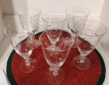 1-Vintage Tiffin Franciscan Etched "Gaiety"  Iced Tea Glasses 6 1/2" 1960