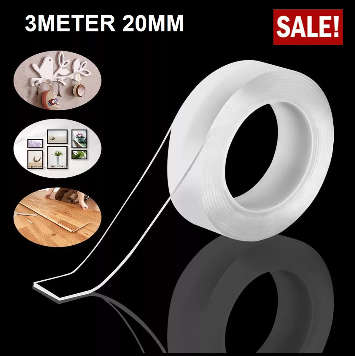 Clear 3m Double-Sided Tape Heavy Duty, Traceless, Removable