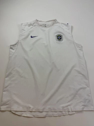 Brazil Shirt Mens XL White Soccer Football Nike Sphere Dry Sleeveless CBF Vtg