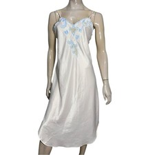 Natori Vintage Women  s Size S M Pale Pink Blue Lace Front Spaghetti Strap Gown