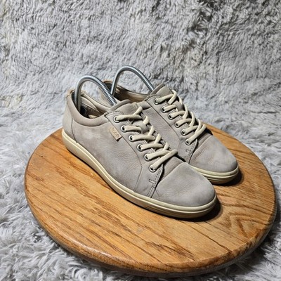 Ecco Soft 7 Womens Size 8 Perforated Gray Leather Low Top Lace Up Casual Shoes