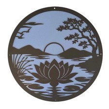 Lotus Flower Metal Wall Art โ Sunrise Lake Scene - Made in USA