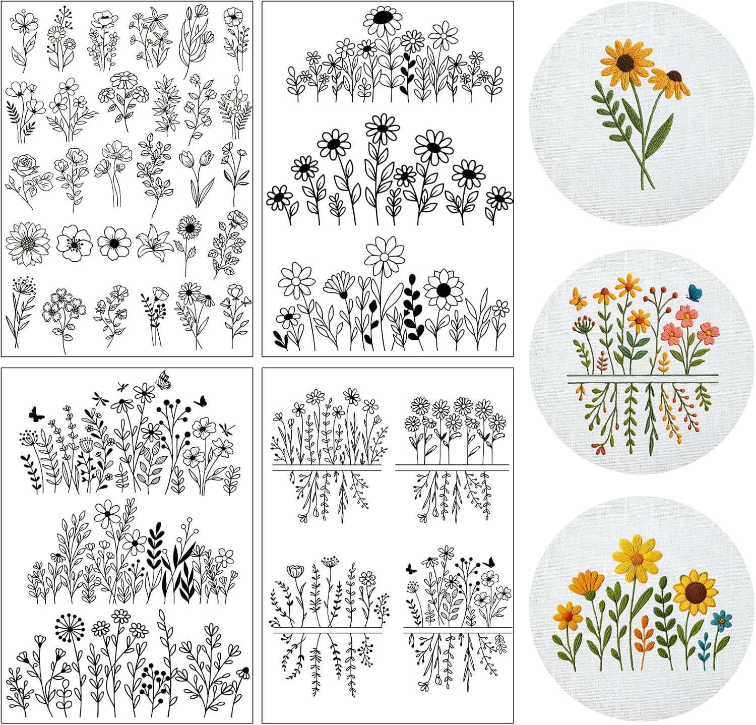 Patterns - 4 Sheets 40 Pcs Stick And Stitch Embr