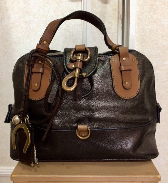 Chloe Kerala Metallic Black Horse Charm Leather Satchel Bag