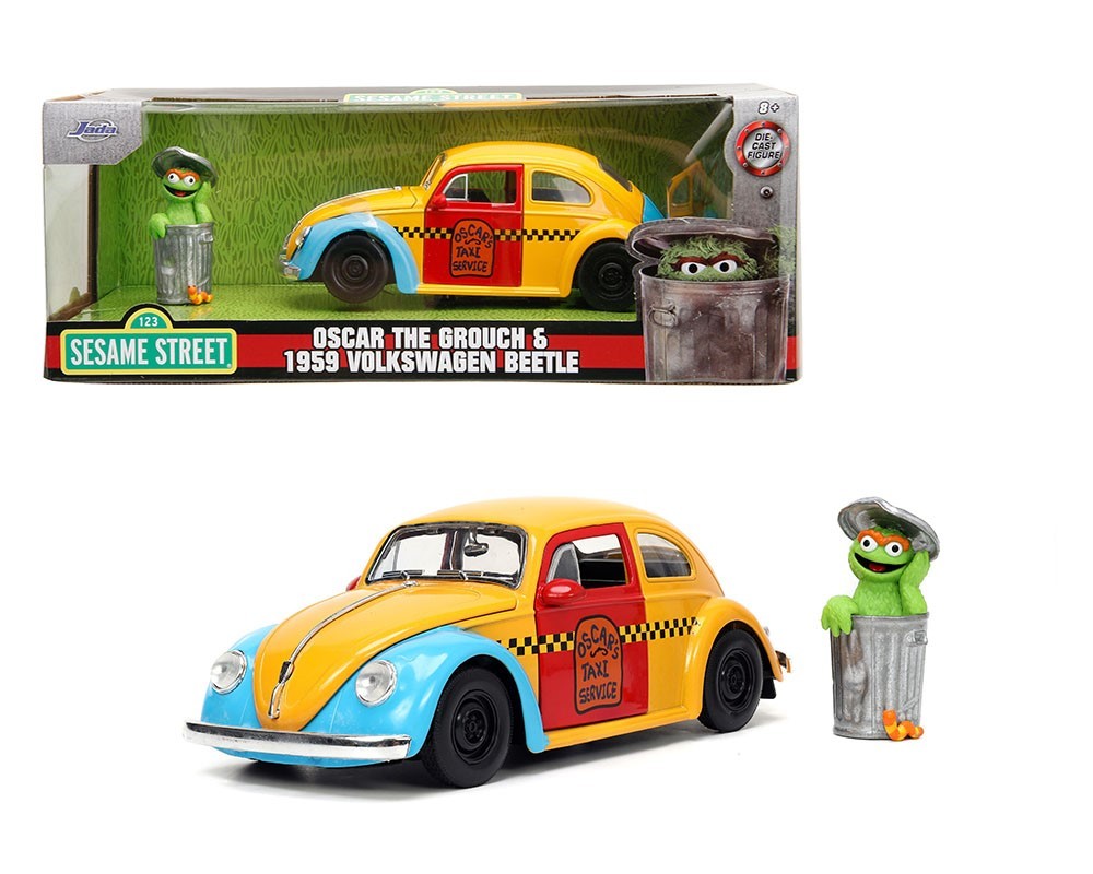 Jada 1:24 1959 VW Beetle & Oscar The Grouch Figure Sesame Street