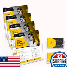 SafeWayss 4-Tier Acrylic Brochure Holder 8.5x11" Clear Literature Magazine Stand