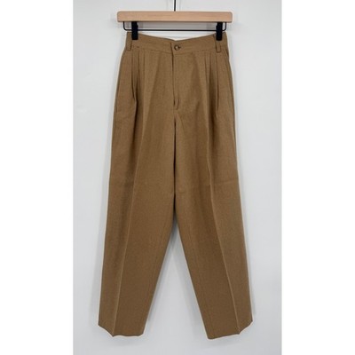 Vintage United Colors of Benetton Pants Womens 4/40 Brown Wool Pleated Trousers