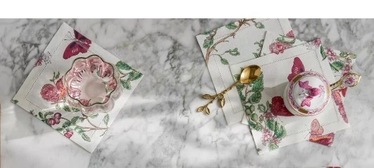 Tovaglioli da cocktail Montouck Baudin Butterfly, set di 4 - Immagine 3 di 4