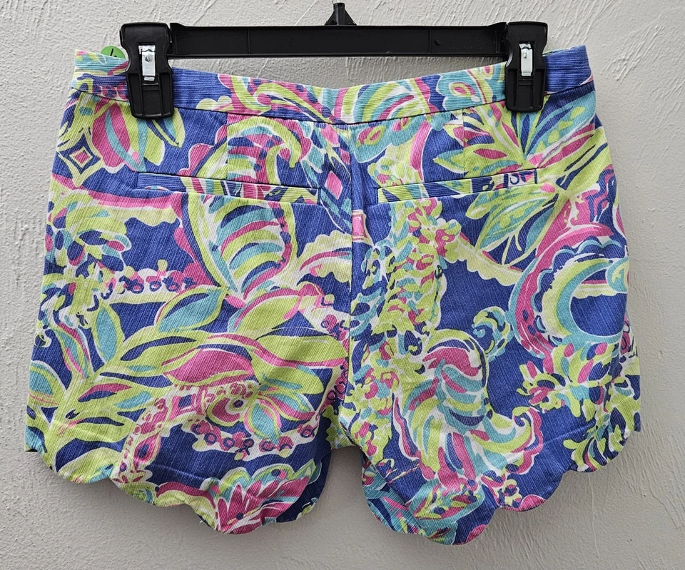 Pantalones Cortos Florales Tropicales Lilly Pulitzer Magnolia Dobladillo Vieira Rosa Para Mujer Talla 00 Foto 2 de 4