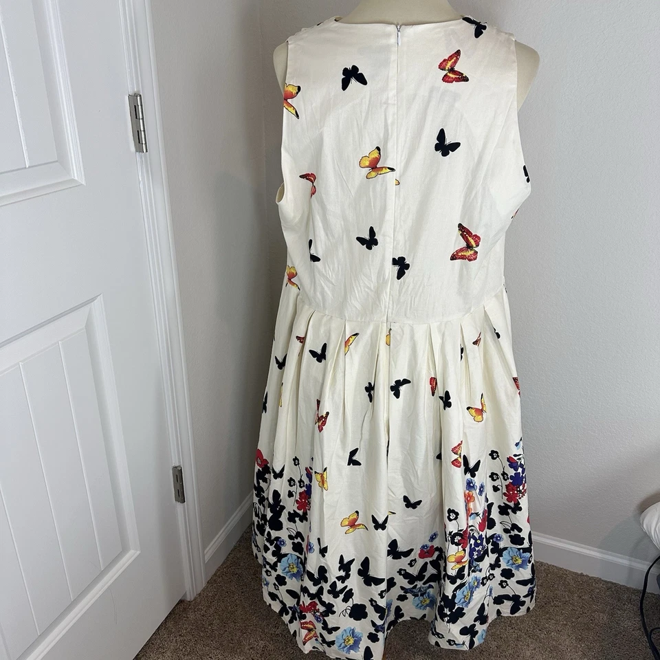 Vestido Belle Poque 2XL Mariposa Floral Bolsillos Línea A Cottagecore Rockabilly De Colección Foto 4 de 4