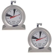2 Fridge Freezer Thermometers Dial Stainless Steel Refrigerator Gauge 50mm