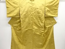 7633101: JAPANESE KIMONO / ANTIQUE KIMONO / SILK / TSUMUGI / WOVEN ABSTRACT PATT