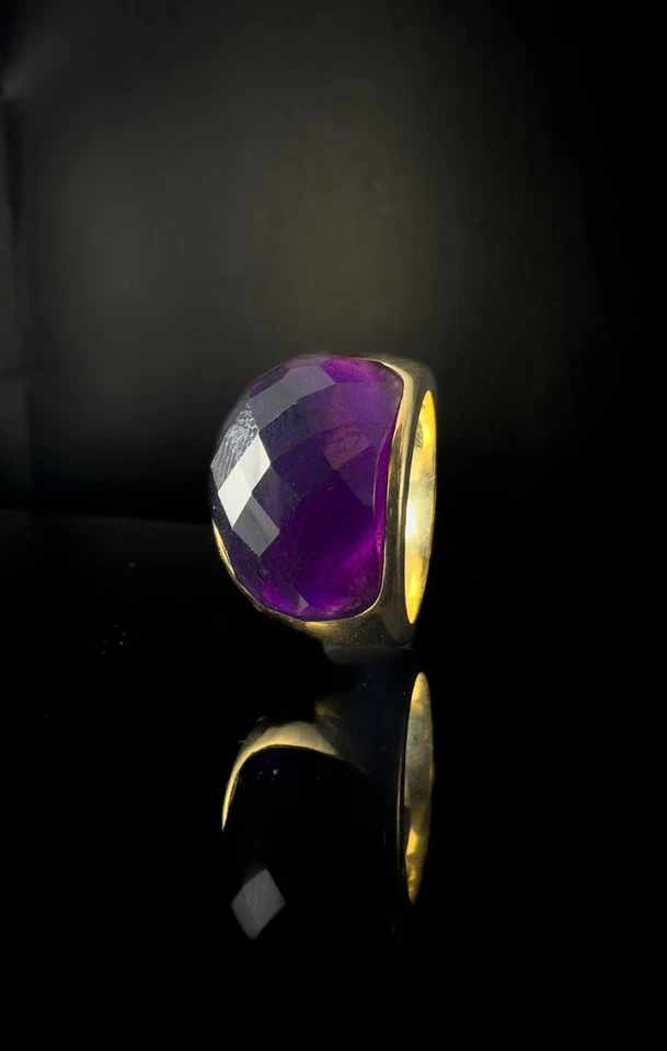 Ring 750 Gold mit facettierter Amethyst Solitär 20 Karat Ring in 18Kt Gold 20,7g - Bild 4 von 4