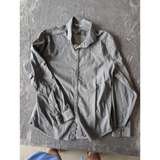 Express Men Fitted Grey Long Sleeve Button Down Shirt Size XL 17-17.5